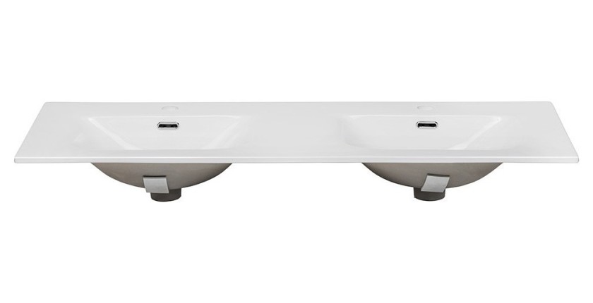 Vasque double VELOA 120 cm cuves ovales céramique blanc brillant