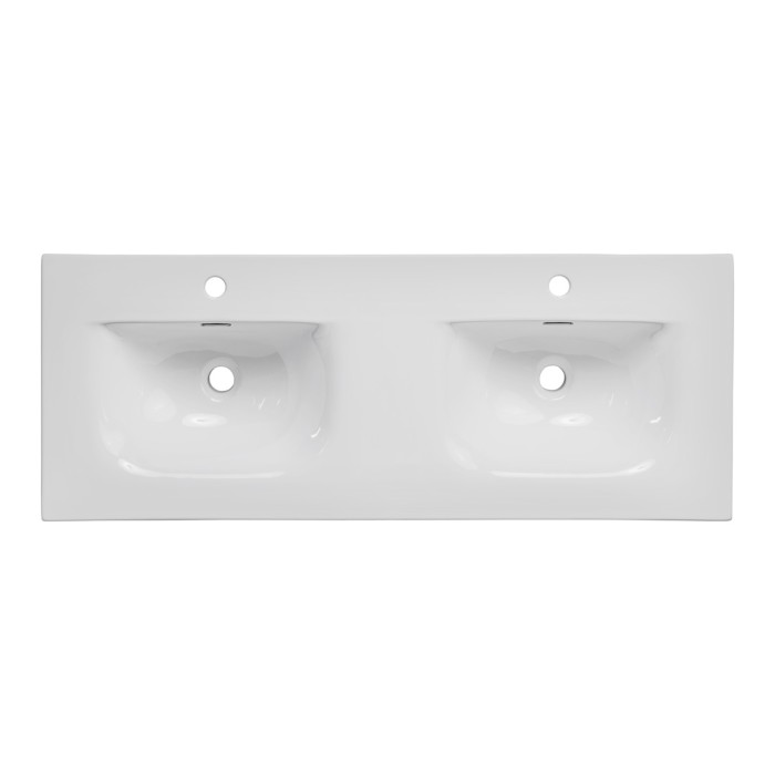 Vasque double VELOA 120 cm cuves ovales céramique blanc brillant