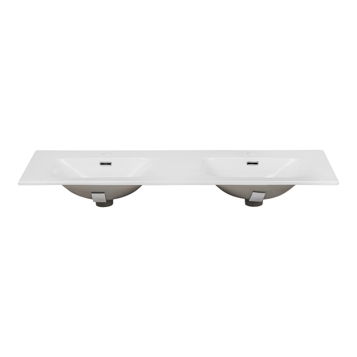 Lavabo da incasso ESSEN 120 cm doppio lavabo in ceramica bianco lucido