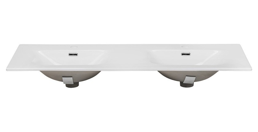 Vasque à encastrer ESSEN 120 cm double vasque céramique blanc brillant