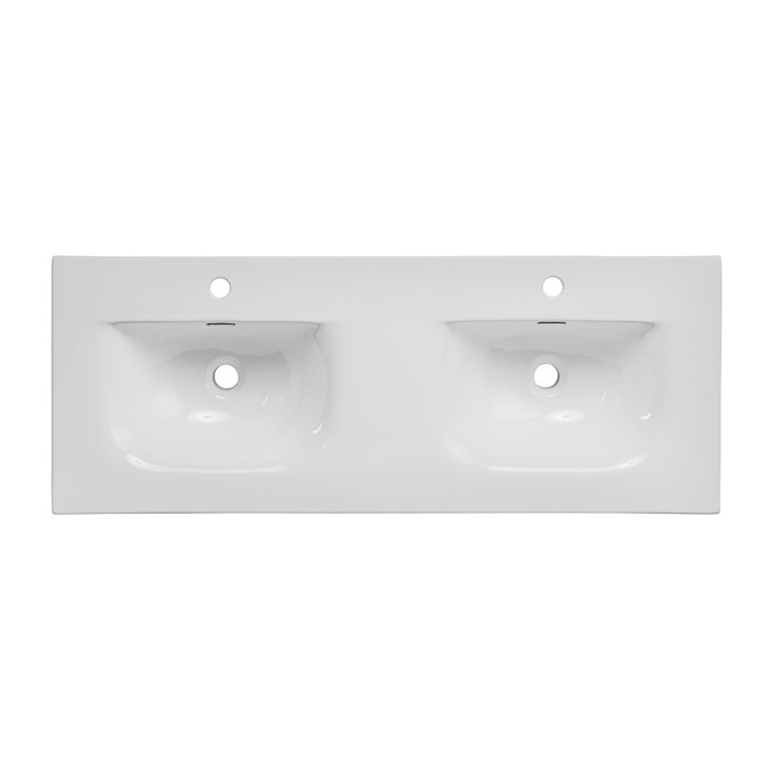 Lavabo da incasso ESSEN 120 cm doppio lavabo in ceramica bianco lucido