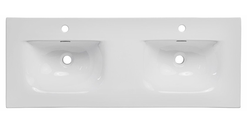 Vasque à encastrer ESSEN 120 cm double vasque céramique blanc brillant