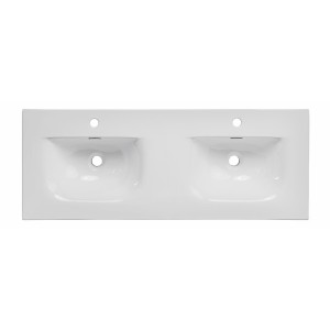 Vasque à encastrer ESSEN 120 cm double vasque céramique blanc brillant