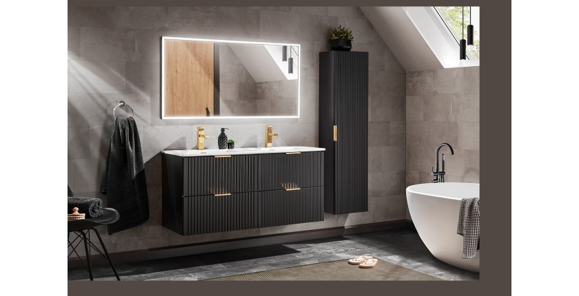 Vasque à encastrer ESSEN 120 cm double vasque céramique blanc brillant