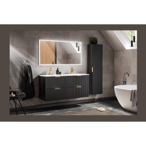 Vasque à encastrer ESSEN 120 cm double vasque céramique blanc brillant