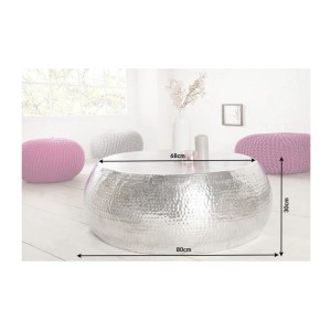 Table basse TRIANE argentée ronde 80cm dimensions