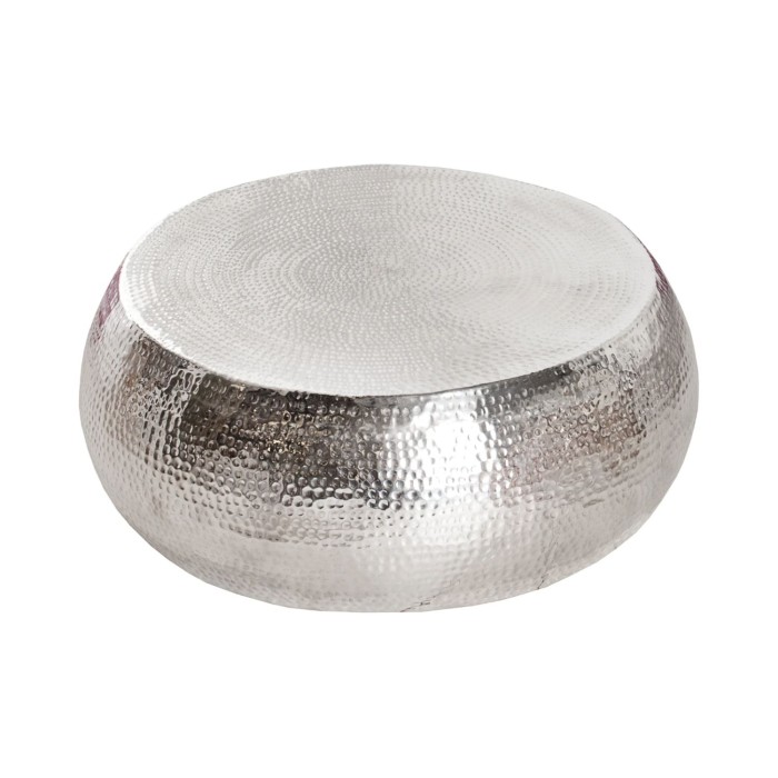 Beistelltisch TRIANE silbern 80 cm – Gehämmertes Aluminium in glänzendem Design