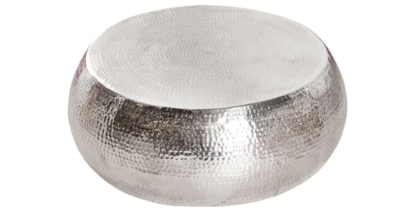Table basse TRIANE argentée ronde 80cm