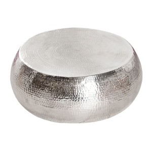 Table basse TRIANE argentée ronde 80cm