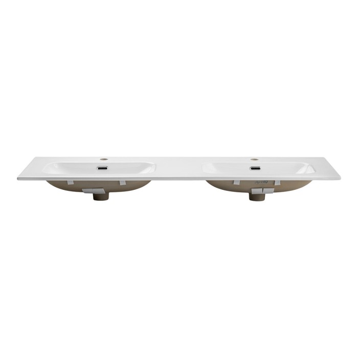 Lavabo da incasso LARGO 140 cm doppio lavabo ceramica bianco lucido