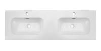 Vasque à encastrer LARGO 140 cm double vasque céramique blanc brillant