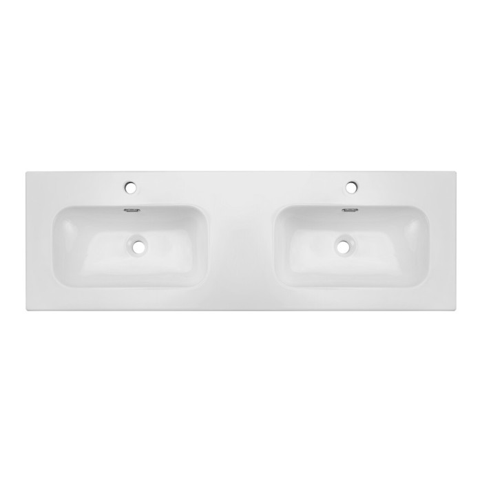 Lavabo da incasso LARGO 140 cm doppio lavabo ceramica bianco lucido