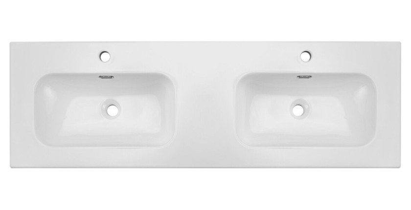 Vasque à encastrer LARGO 140 cm double vasque céramique blanc brillant