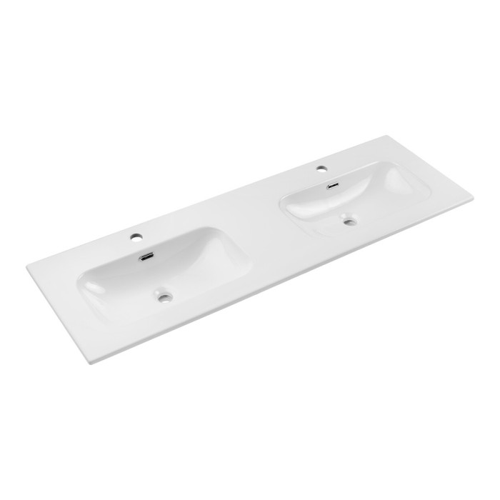Lavabo da incasso LARGO 140 cm doppio lavabo ceramica bianco lucido