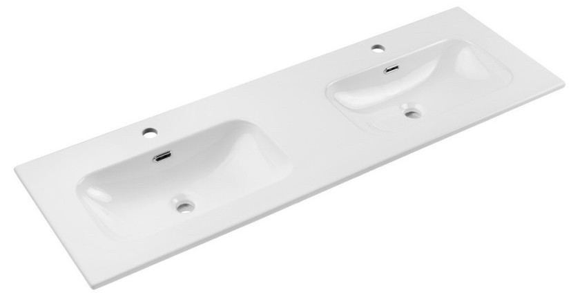 Vasque à encastrer LARGO 140 cm double vasque céramique blanc brillant