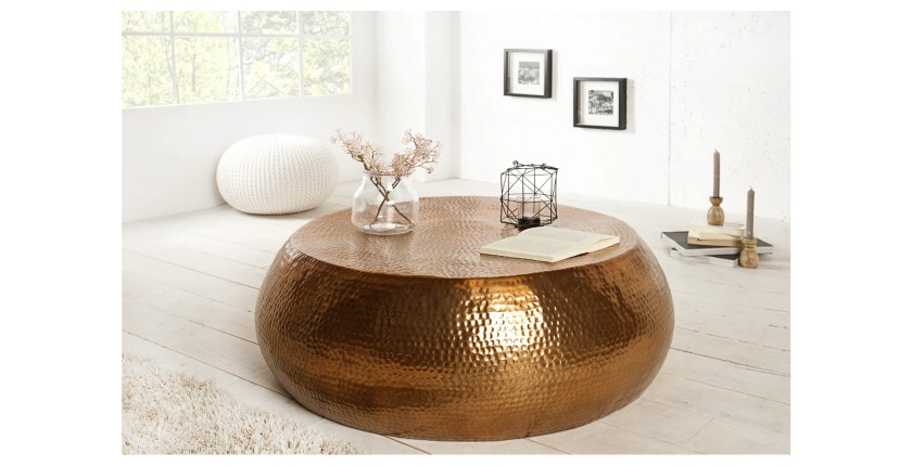 Table basse TRIANE bronze ronde 80cm mise en situation