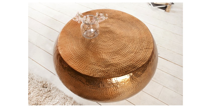 Table basse TRIANE bronze ronde 80cm vue de haut
