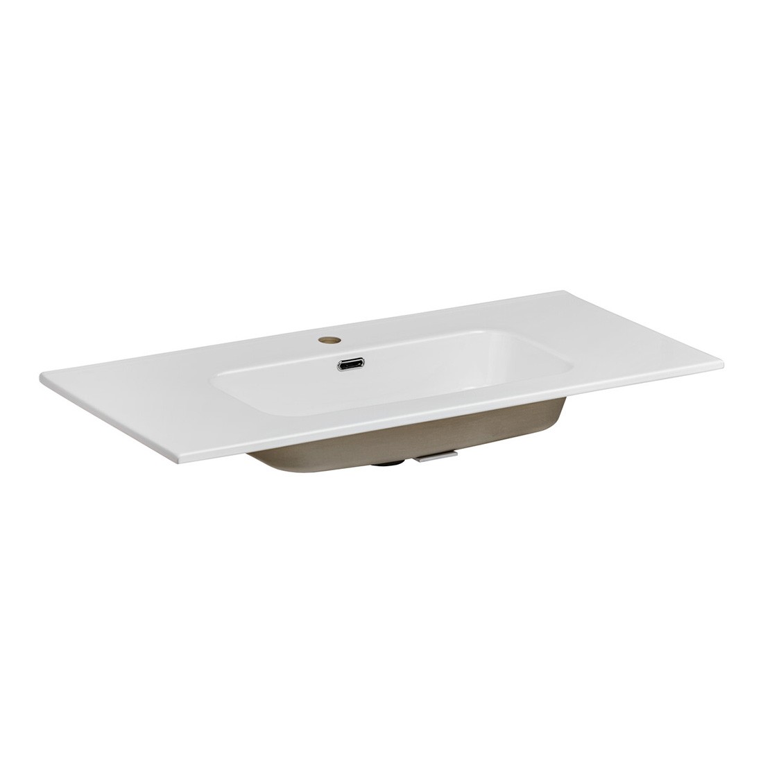 Vasque à encastrer KUBE 100 cm en céramique blanche brillante
