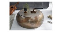 Table basse TRIANE cuivre ronde 80cm mise en situation