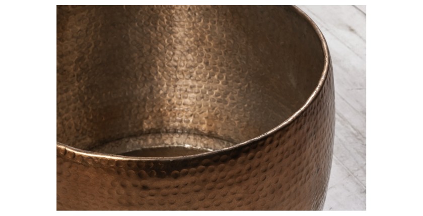 Zoom sur l'intérieur de la table basse TRIANE cuivre ronde 80cm