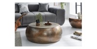 Table basse TRIANE cuivre ronde 80cm vue de face