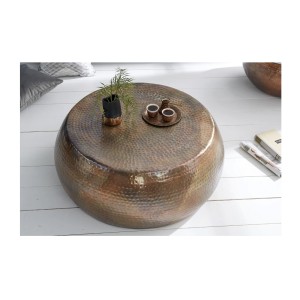 Table basse TRIANE cuivre ronde 80cm vue de haut