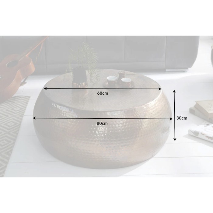 Beistelltisch TRIANE braun 80 cm – Glänzendes gehämmertes Aluminiumdesign
