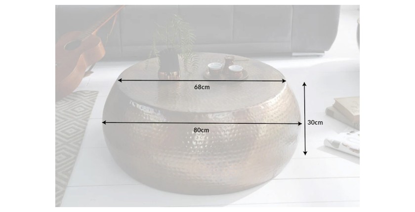 Table basse TRIANE cuivre ronde 80cm dimensions