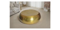 Table basse TRIANE ronde dorée 80cm mise en situation