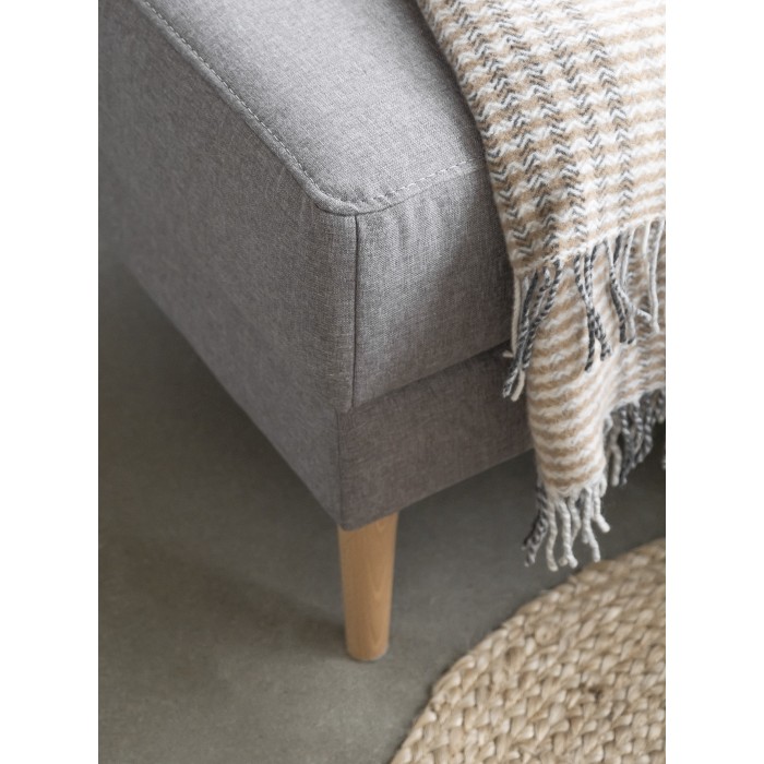 Canapé d’angle convertible HASGARD 3 places gris 248x162 cm – coffre et pieds bois