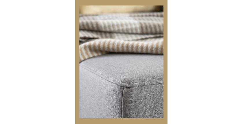 Canapé d’angle convertible HASGARD 3 places gris 248x162 cm – coffre et pieds bois