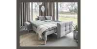 Canapé d’angle convertible HASGARD 3 places gris 248x162 cm – coffre et pieds bois