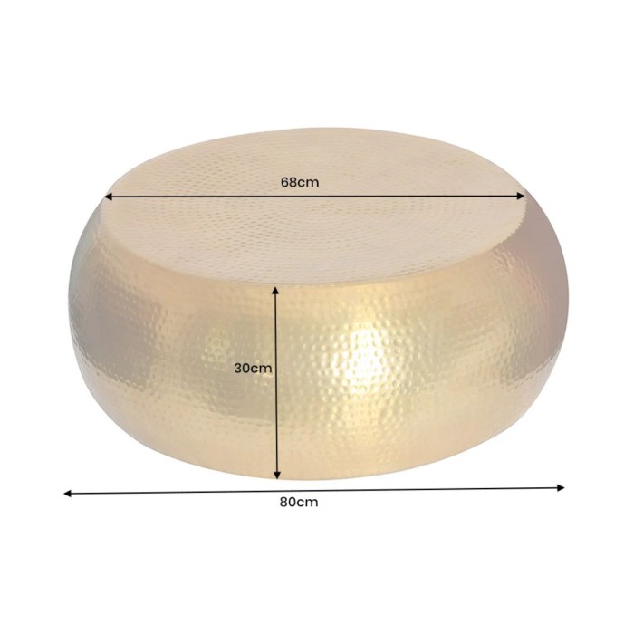 Table basse TRIANE ronde dorée 80cm dimensions