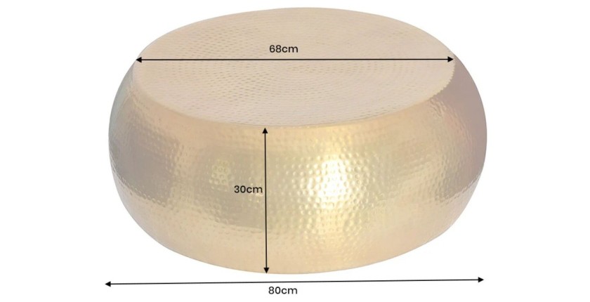 Table basse TRIANE ronde dorée 80cm dimensions