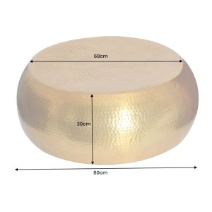 Table basse TRIANE ronde dorée 80cm dimensions