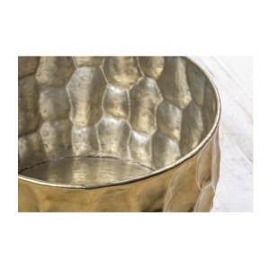 Zoom sur l'intérieur de la table basse TRIANE ronde dorée 55cm