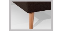 Canapé d’angle convertible HASGARD 3 places marron 248x162 cm – coffre et pieds bois