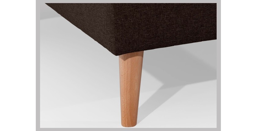 Canapé d’angle convertible HASGARD 3 places marron 248x162 cm – coffre et pieds bois