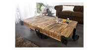 Table basse RAIL en bois et métal style industriel vue de haut