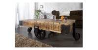 Table basse RAIL en bois et métal style industriel mise en situation