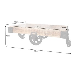 Table basse RAIL en bois et métal style industriel dimensions