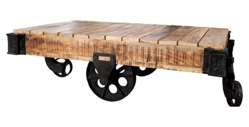Table basse RAIL en bois et métal style industriel