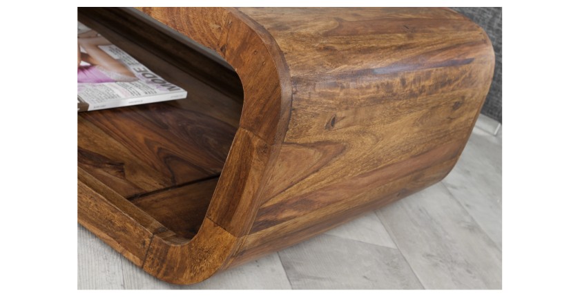 Zoom sur le coin arrondi de la table basse CURVIA 100cm