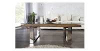 Table basse RAFTA 110cm avec plateau en verre vue de face