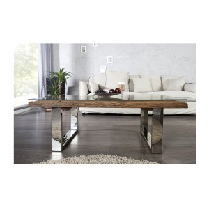 Table basse RAFTA 110cm avec plateau en verre vue de face