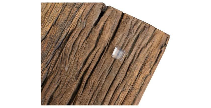 zoom sur le sous-plateau en bois de la table basse RAFTA 110cm avec plateau en verre