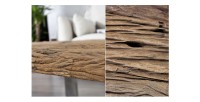 Zoom sur les détails du sous-plateau en bois de la table basse RAFTA 110cm avec plateau en verre