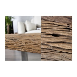 Zoom sur les détails du sous-plateau en bois de la table basse RAFTA 110cm avec plateau en verre