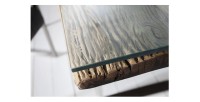 Zoom sur le plateau en verre de la table basse RAFTA 110cm avec plateau en verre