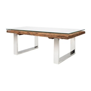 Table basse RAFTA 110cm avec plateau en verre